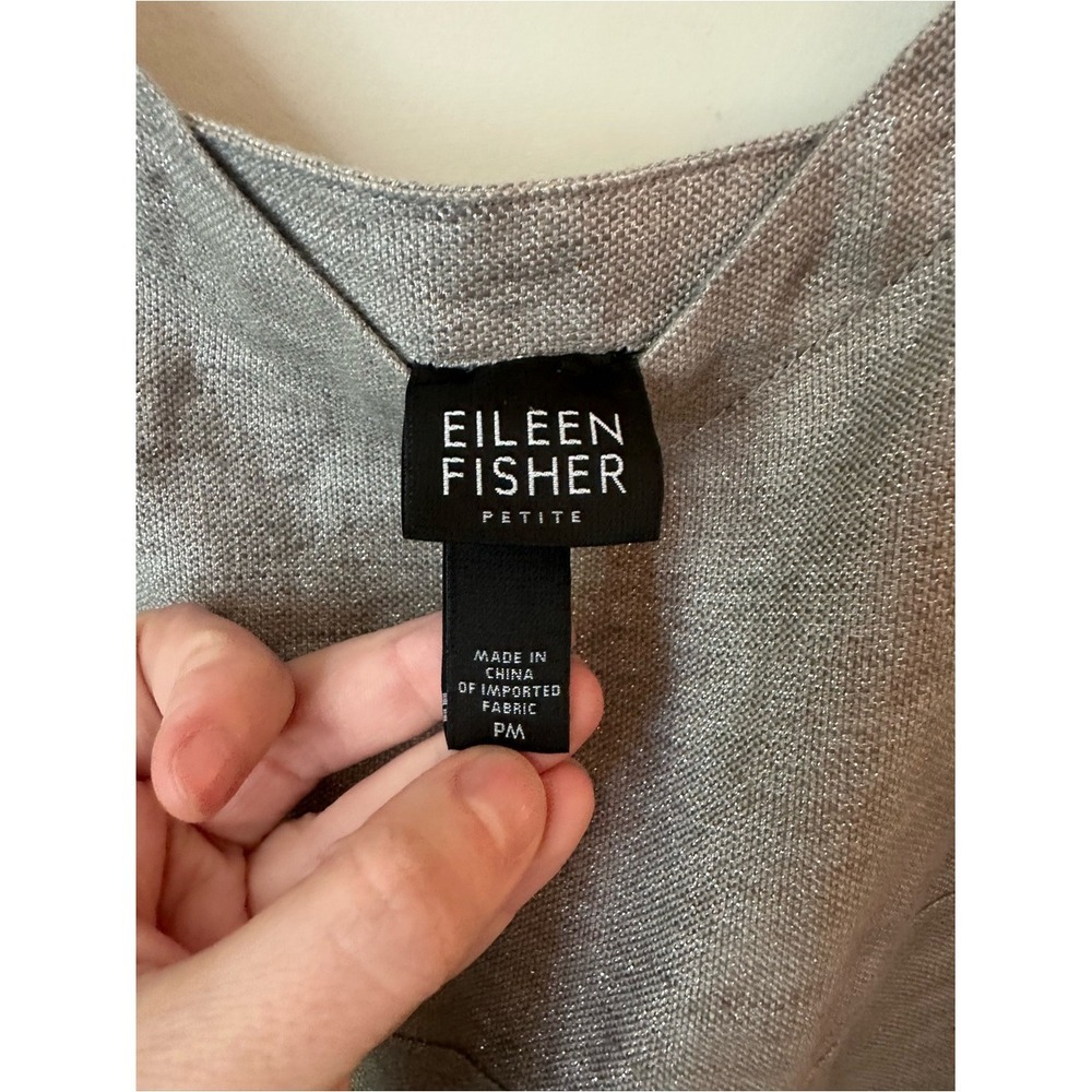 Eileen Fisher Linen Gray Sparkle Strappy Dress Petite Medium - Picture 3 of 5